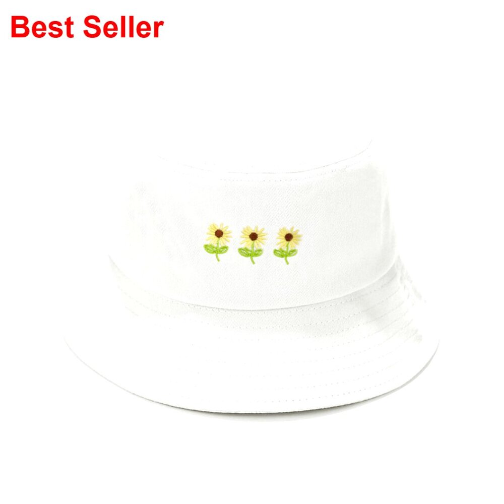 Embroidered 100% Cotton Bucket Hat Foldable Sun Hat